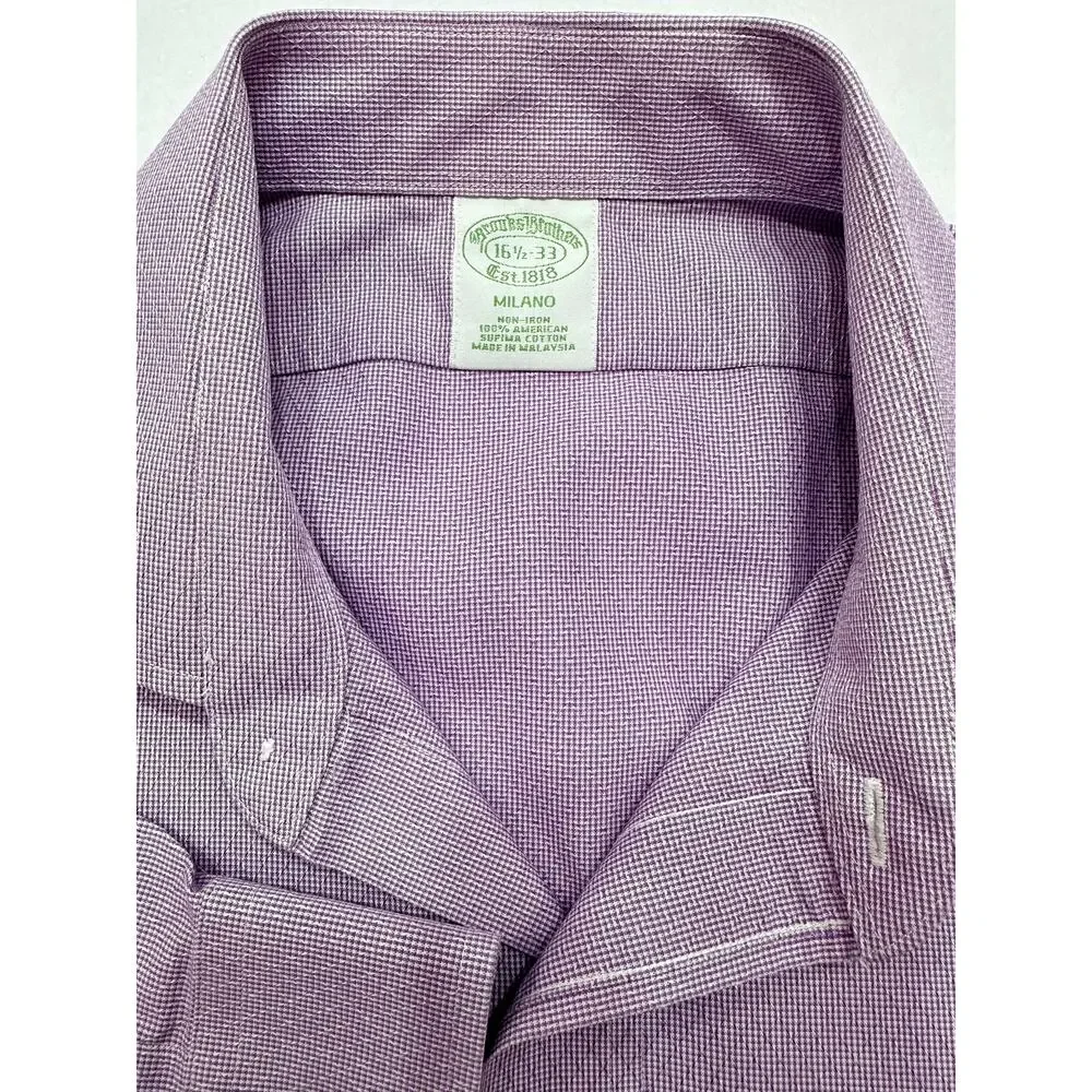 Brooks Brothers Milano Purple Supima Cotton Slim Fit Dress Shirt 16.5 33